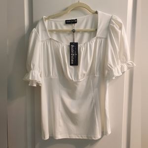 Scarlet Darkness Renaissance Puff Sleeve Square Neck Vintage Blouse XL white